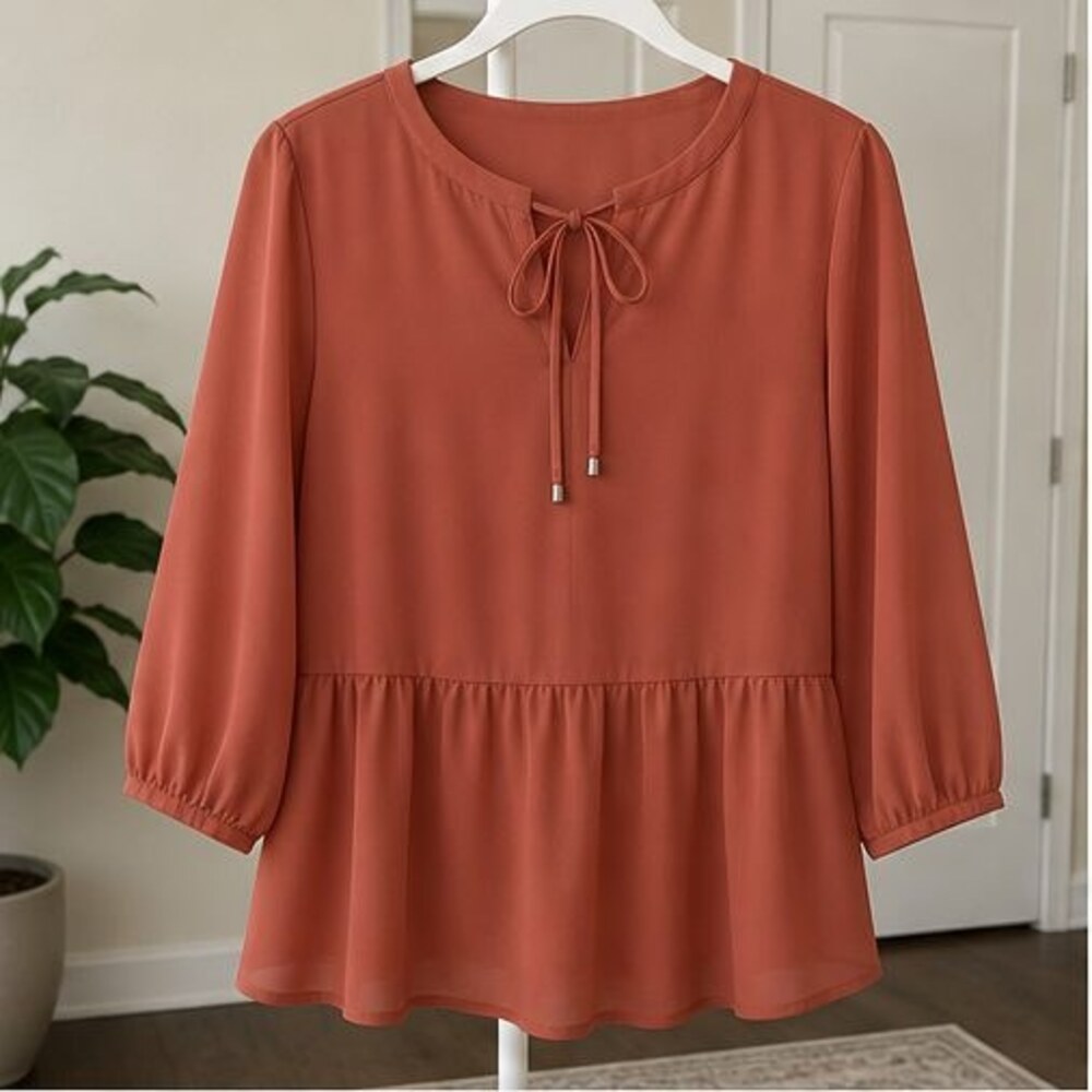 Rust Peplum Top